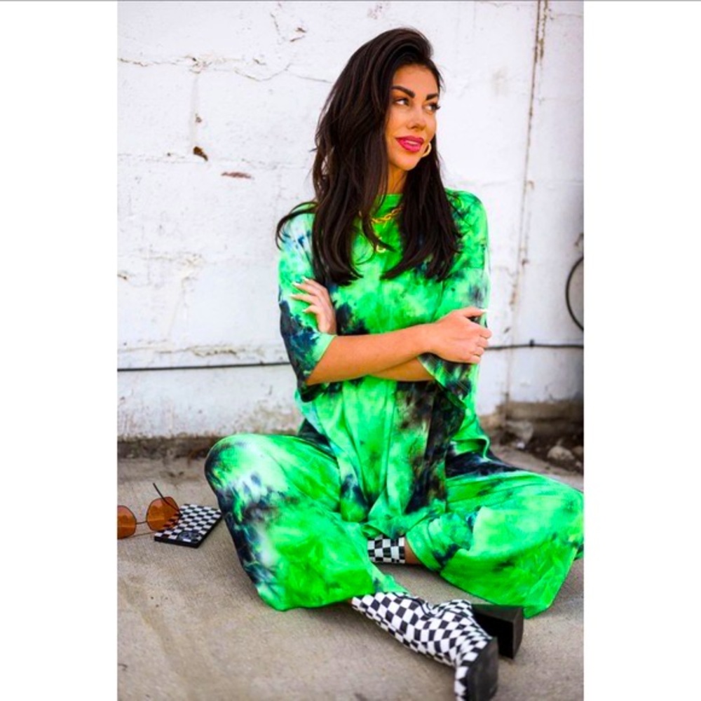 Dressed in LALA Lime Slushie Tie Dye Lex Ribbed Playsuit Like New